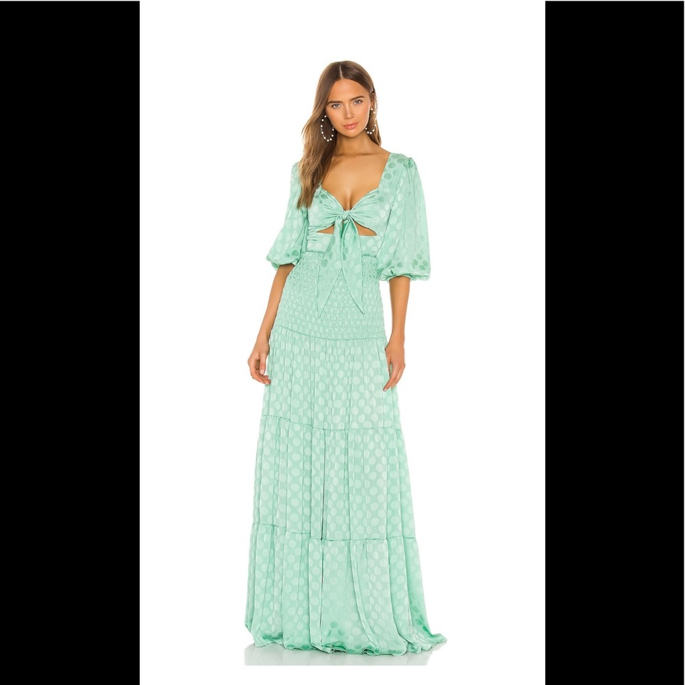 Patbo Satin Dot Ruched Maxi Dress